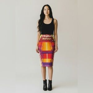 Peter Pilotto Abstract Multicolor Statement Pencil Skirt High Waist UK8 US4